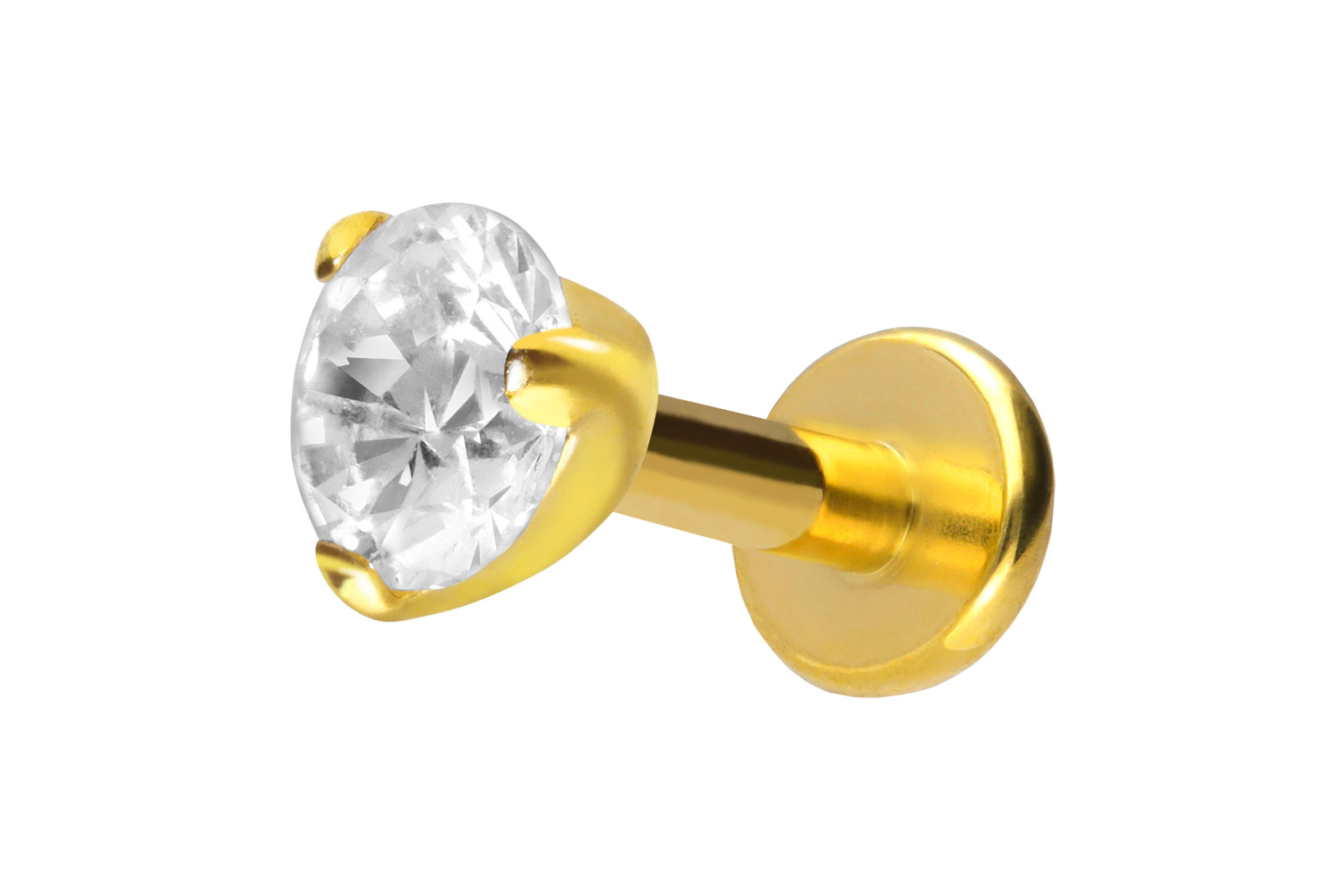 Titan Labret Piercing mit Innengewinde EINGEFASSTER KRISTALL